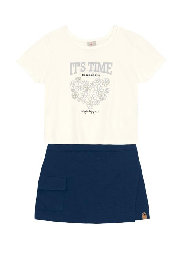 Vista 2 Conjunto Infantil Menina com Flores Bege Brandili Brandili