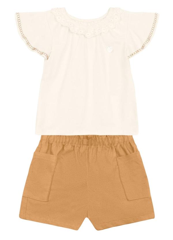 Vista 2 Conjunto Infantil Menina com Guipir Bege Brandili Mundi Brandili Mundi