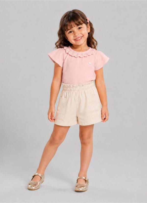 Conjunto Infantil Menina com Guipir Rosa