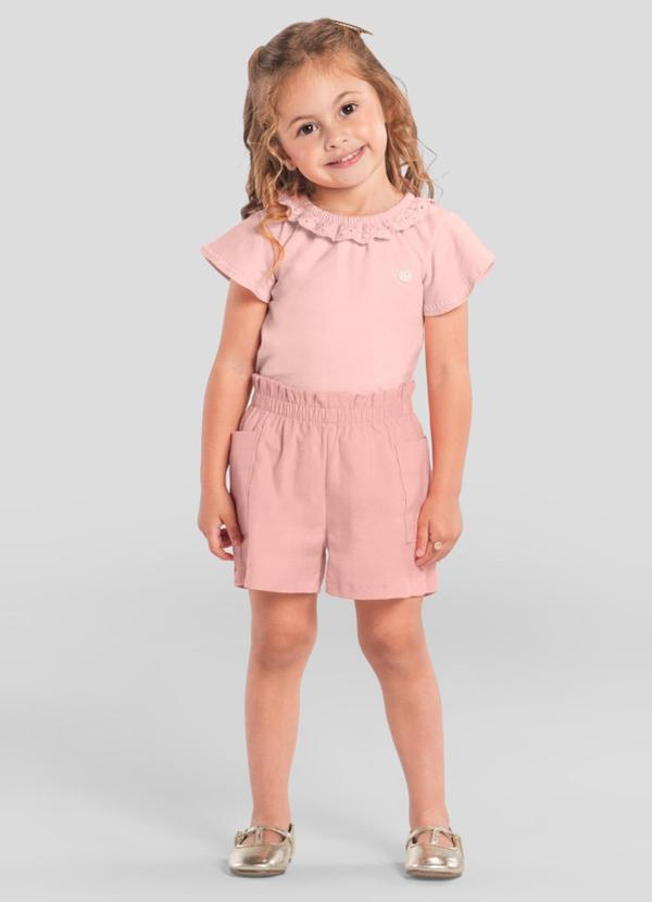 Vista 2 Conjunto Infantil Menina com Guipir Rosa Brandili Mundi Brandili Mundi