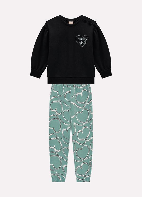 Conjunto Infantil Menina Coração Preto