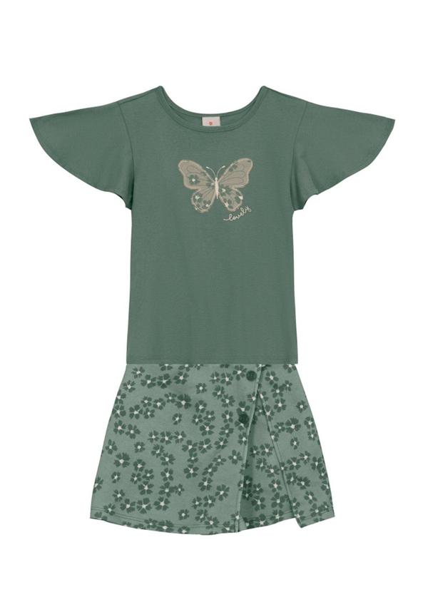 Vista 2 Conjunto Infantil Menina de Borboleta Verde Brandili Brandili