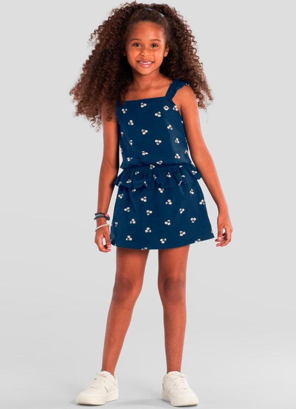 Conjunto Infantil Menina de Cerejas Azul