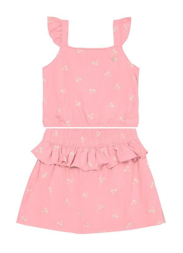 Conjunto Infantil Menina de Cerejas Rosa