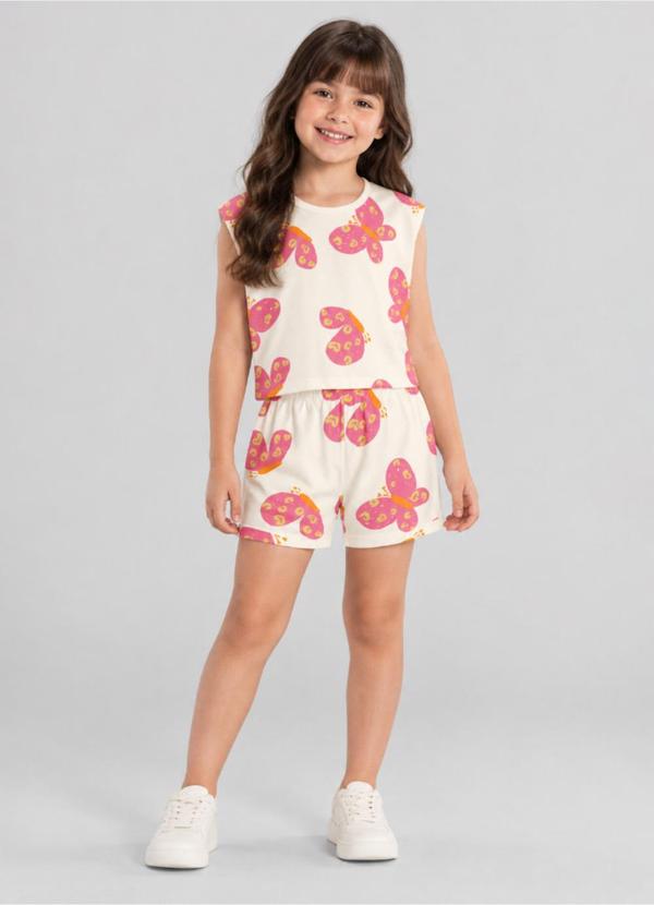Conjunto Infantil Menina de Coqueiros Bege