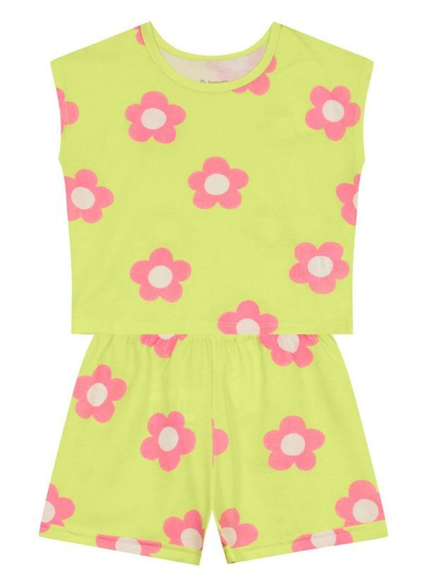 Vista 2 Conjunto Infantil Menina de Coqueiros Verde Brandili Brandili