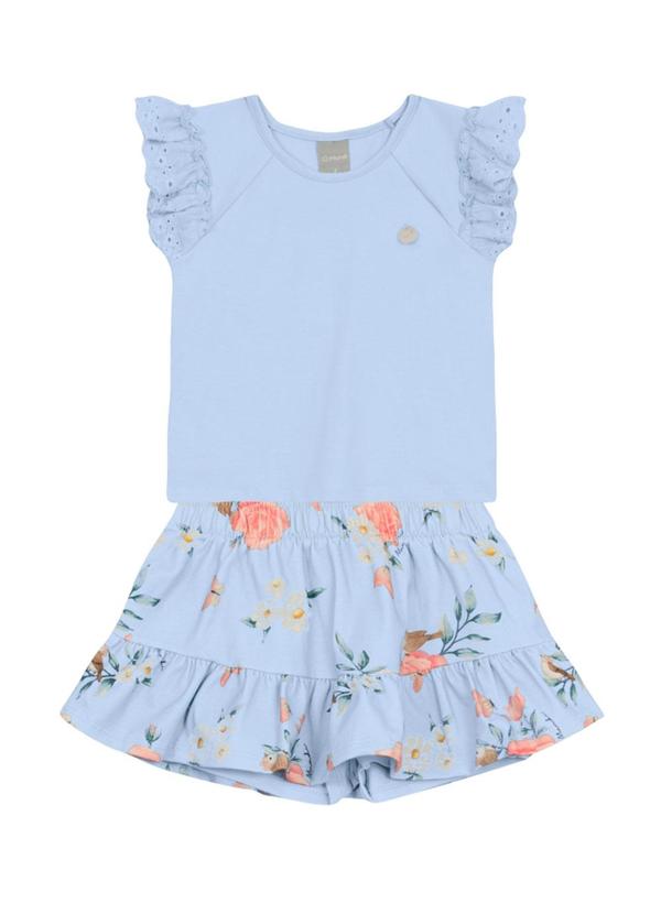 Vista 2 Conjunto Infantil Menina de Flores Azul Brandili Mundi Brandili Mundi