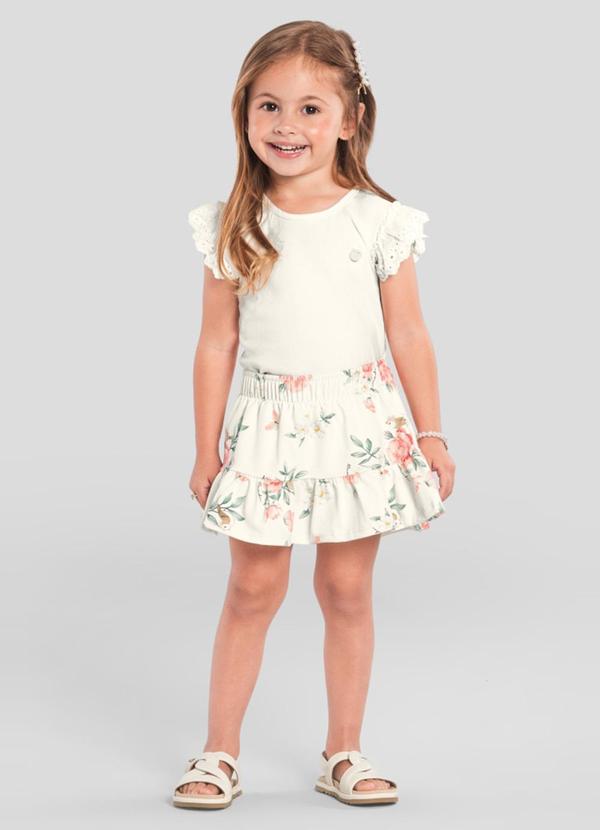 Conjunto Infantil Menina de Flores Bege