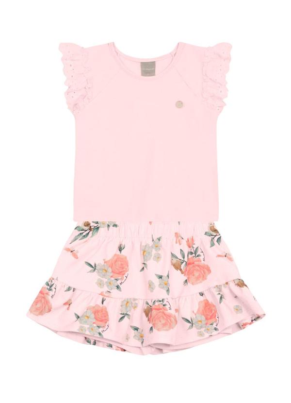 Vista 2 Conjunto Infantil Menina de Flores Rosa Brandili Brandili