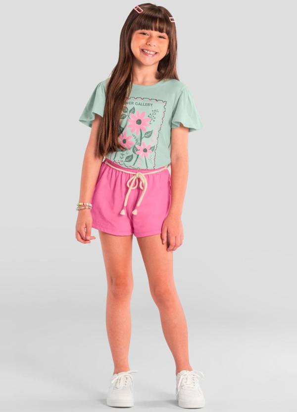 Conjunto Infantil Menina de Flores Verde
