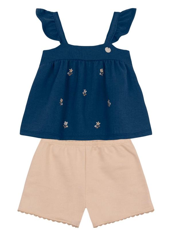 Conjunto Infantil Menina de Florzinhas Azul
