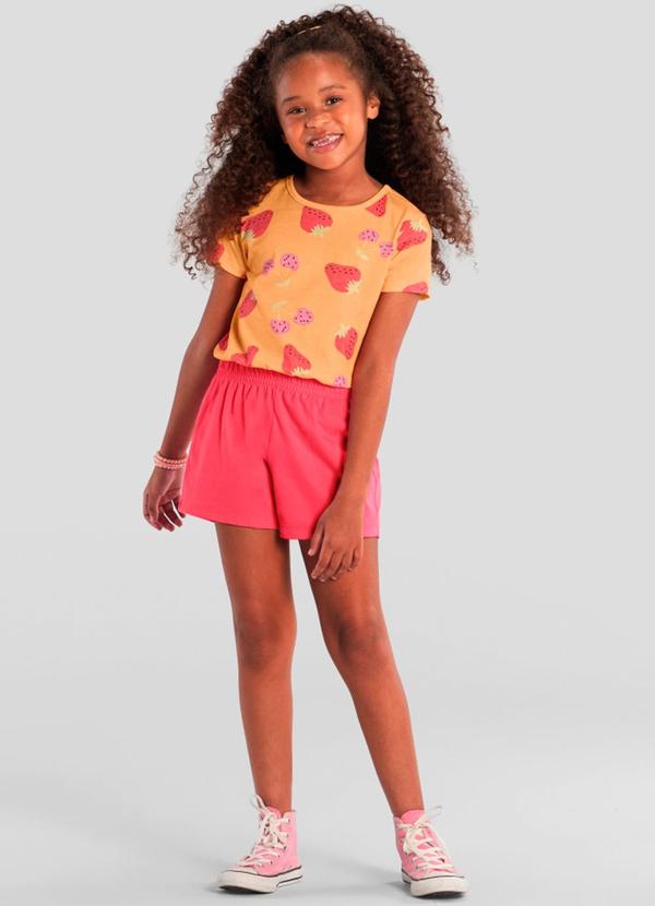 Conjunto Infantil Menina de Morango Laranja