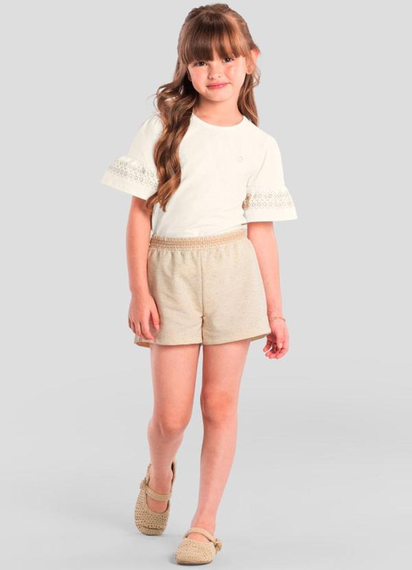Vista 2 Conjunto Infantil Menina Detalhada Bege Brandili Mundi Brandili Mundi