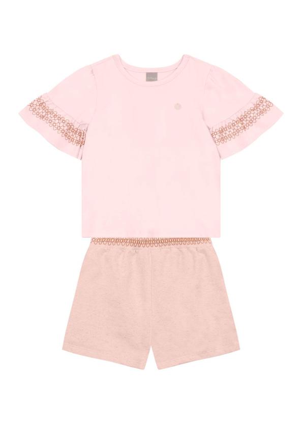 Vista 2 Conjunto Infantil Menina Detalhada Rosa Brandili Mundi Brandili Mundi