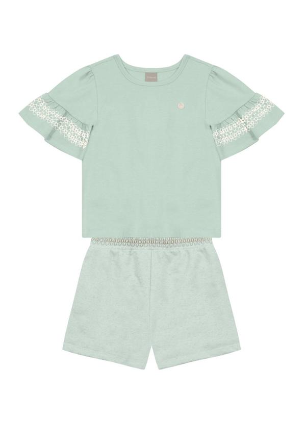 Vista 2 Conjunto Infantil Menina Detalhada Verde Brandili Mundi Brandili Mundi