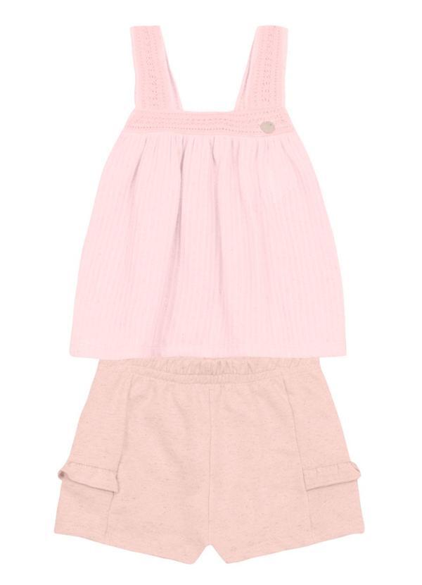 Vista 2 Conjunto Infantil Menina Detalhado Rosa Brandili Mundi Brandili Mundi