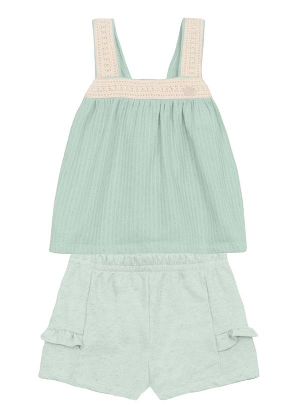 Vista 2 Conjunto Infantil Menina Detalhado Verde Brandili Mundi Brandili Mundi