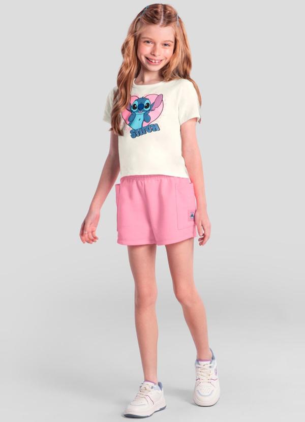 Vista 2 Conjunto Infantil Menina do Stitch Bege Brandili Brandili