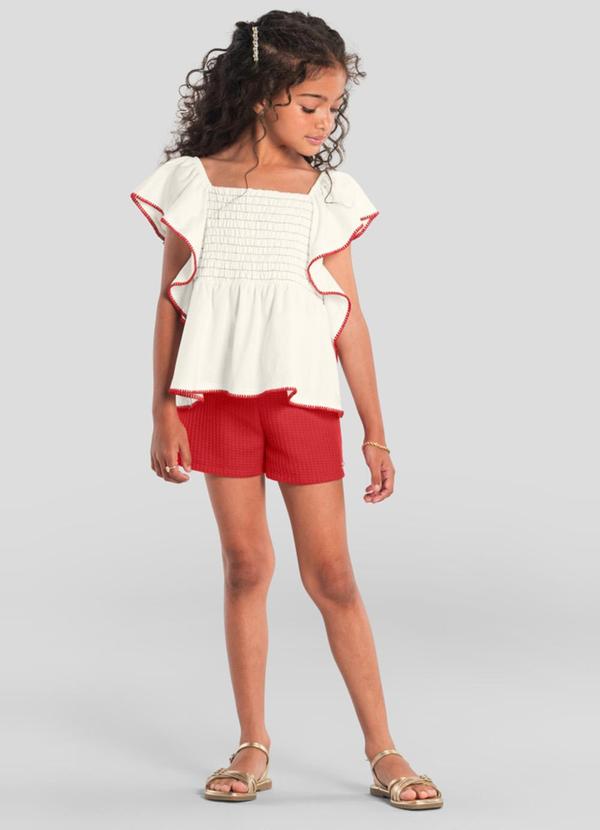 Conjunto Infantil Menina em Babado Bege