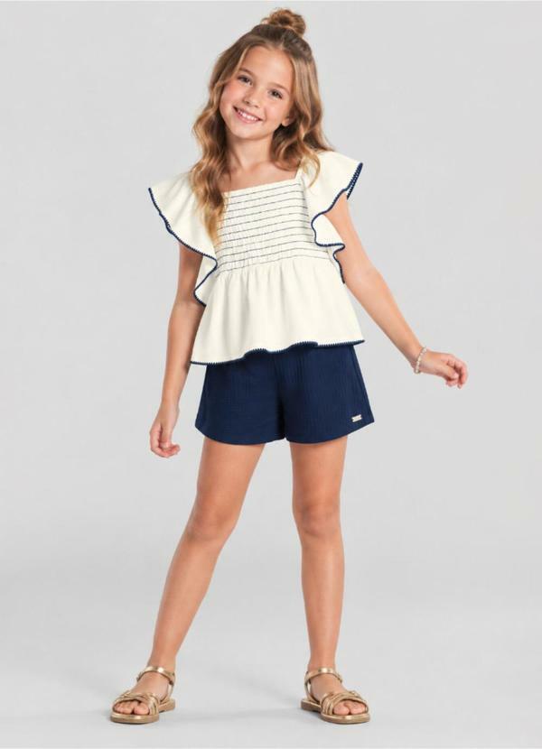 Conjunto Infantil Menina em Babado Bege