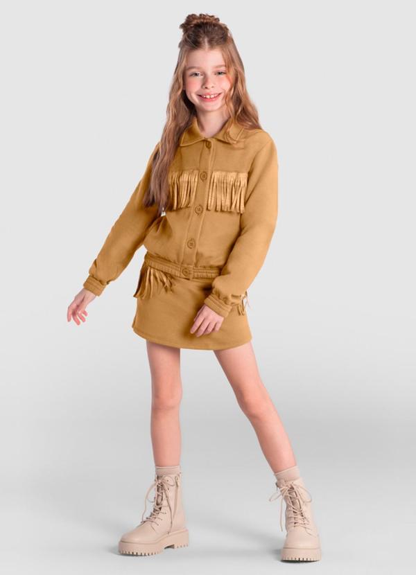 Conjunto Infantil Menina em Moletom Marrom