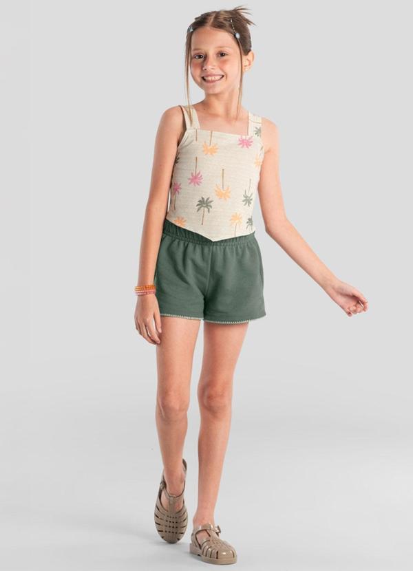 Conjunto Infantil Menina Floral Bege