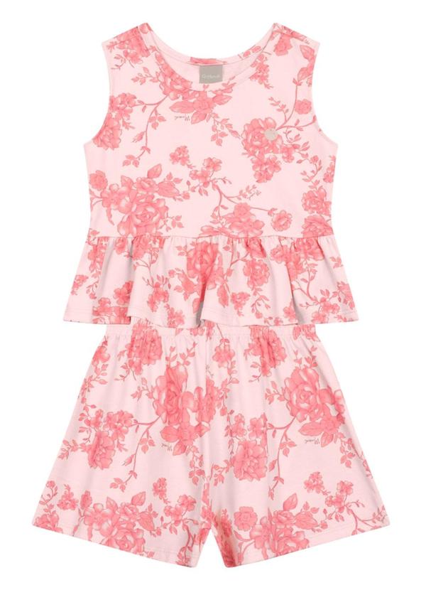 Conjunto Infantil Menina Floral Rosa