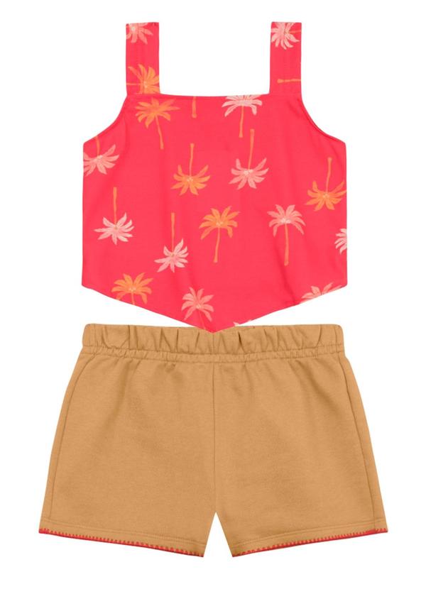 Vista 2 Conjunto Infantil Menina Floral Vermelho Brandili Brandili