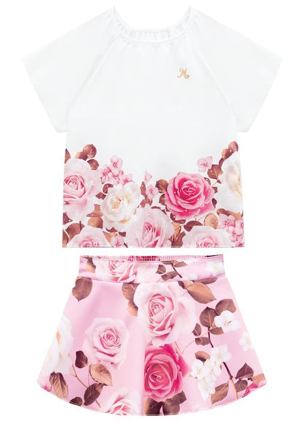 Conjunto Infantil Menina Flores Branco