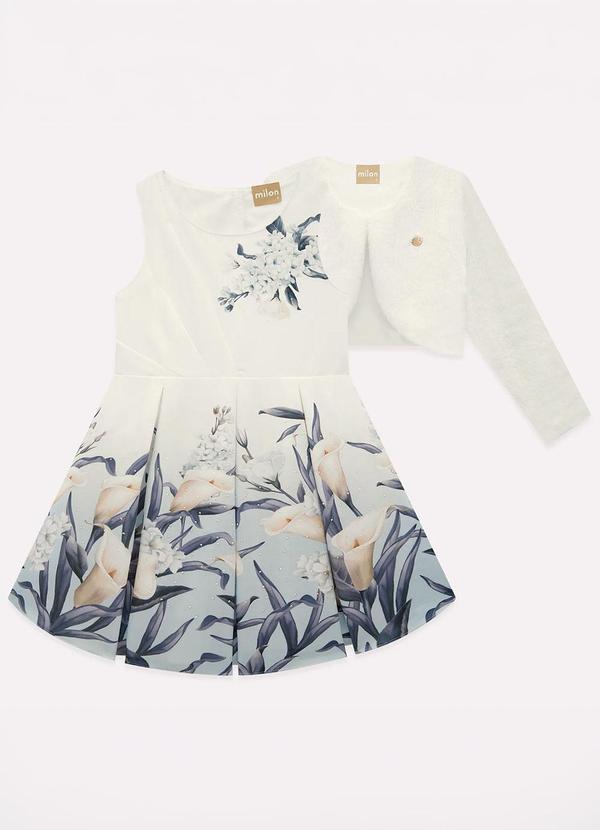 Conjunto Infantil Menina Flores Off White