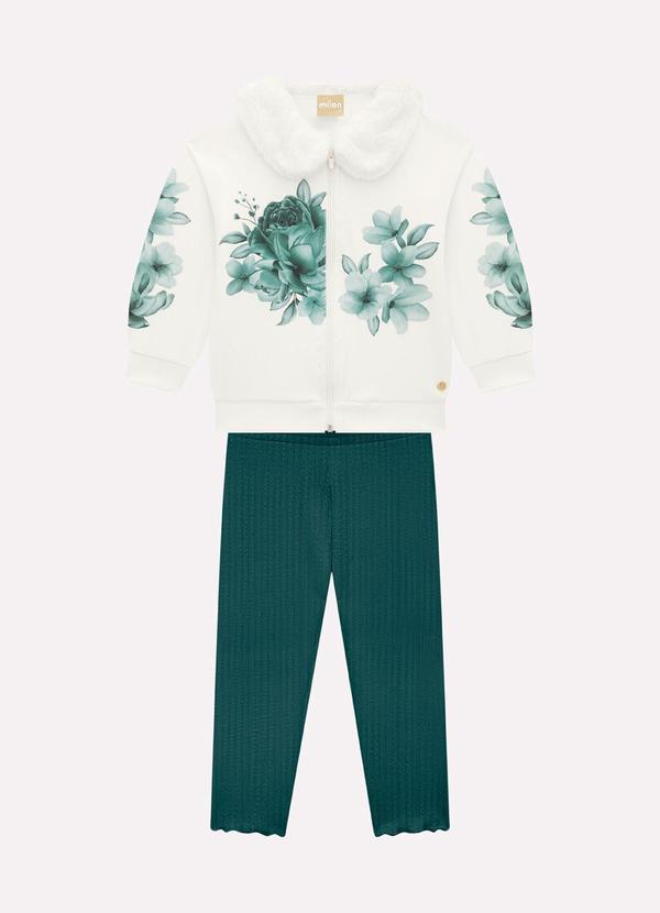 Conjunto Infantil Menina Flores Off White
