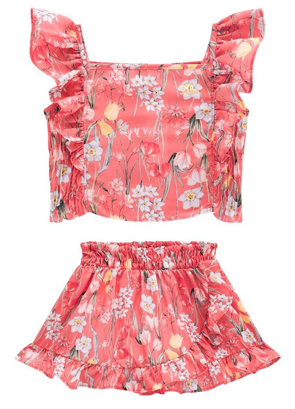 Conjunto Infantil Menina Flores Rosa