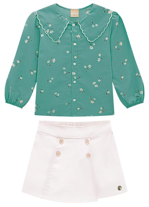 Conjunto Infantil Menina Flores Verde