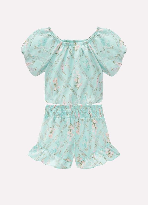 Conjunto Infantil Menina Flores Verde