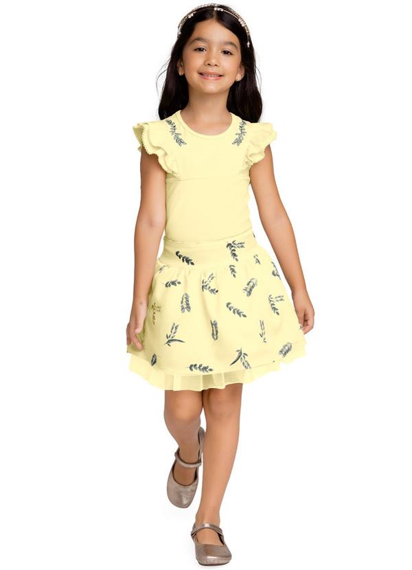 Conjunto Infantil Menina Folhas Amarelo
