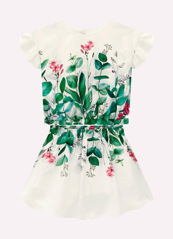 Vista 2 Conjunto Infantil Menina Folhas Off White Milon Milon