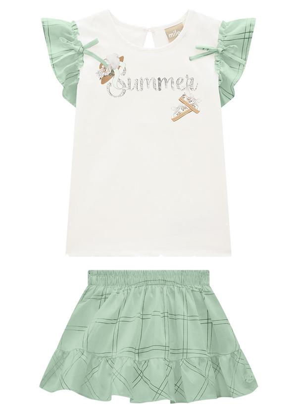 Vista 2 Conjunto Infantil Menina Lettering Verde Milon Milon
