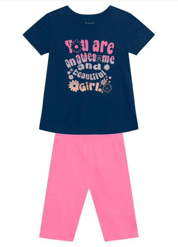 Conjunto Infantil Menina Metalizado Azul