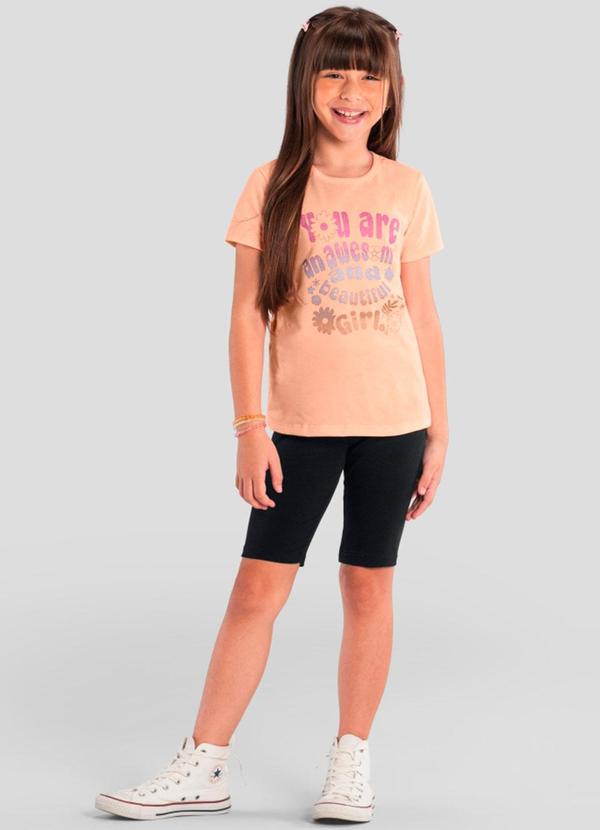 Conjunto Infantil Menina Metalizado Laranja
