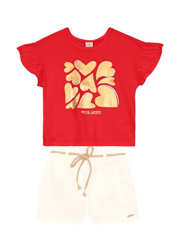 Vista 2 Conjunto Infantil Menina Metalizado Vermelho Brandili Brandili
