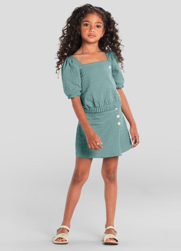 Conjunto Infantil Menina Texturizado Verde