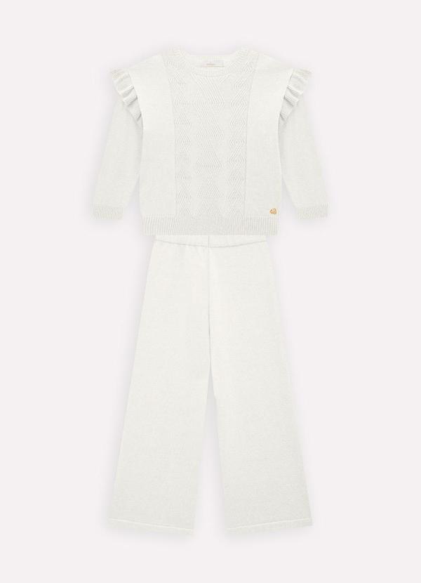 Vista 2 Conjunto Infantil Menina Tricot Off White Milon Milon