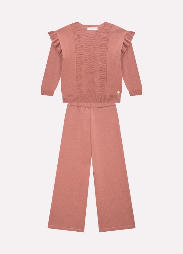 Conjunto Infantil Menina Tricot Rosa