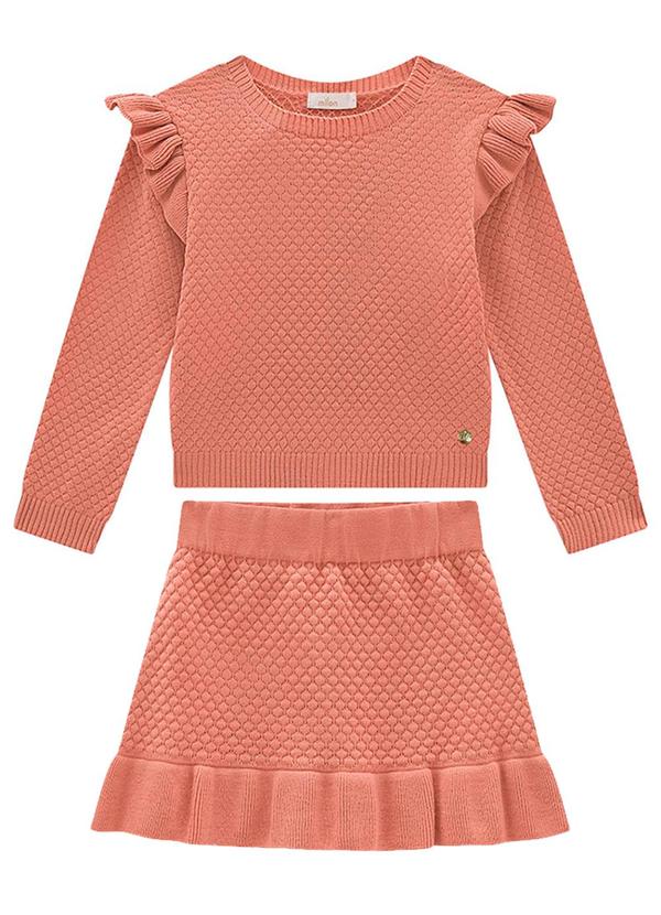 Vista 2 Conjunto Infantil Menina Tricot Rosa Milon Milon
