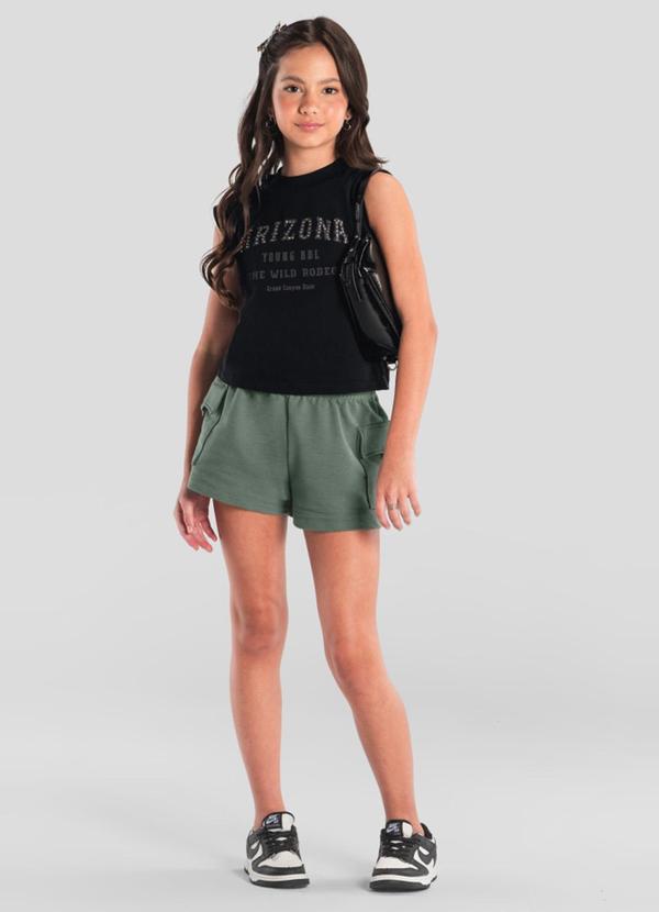 Vista 2 Conjunto Teen Menina com Tachas Preto Brandili Brandili