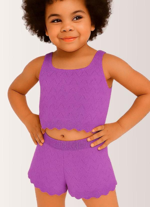 Vista 2 Conjunto Tricot Feminino Roxo Anadoda Anadoda