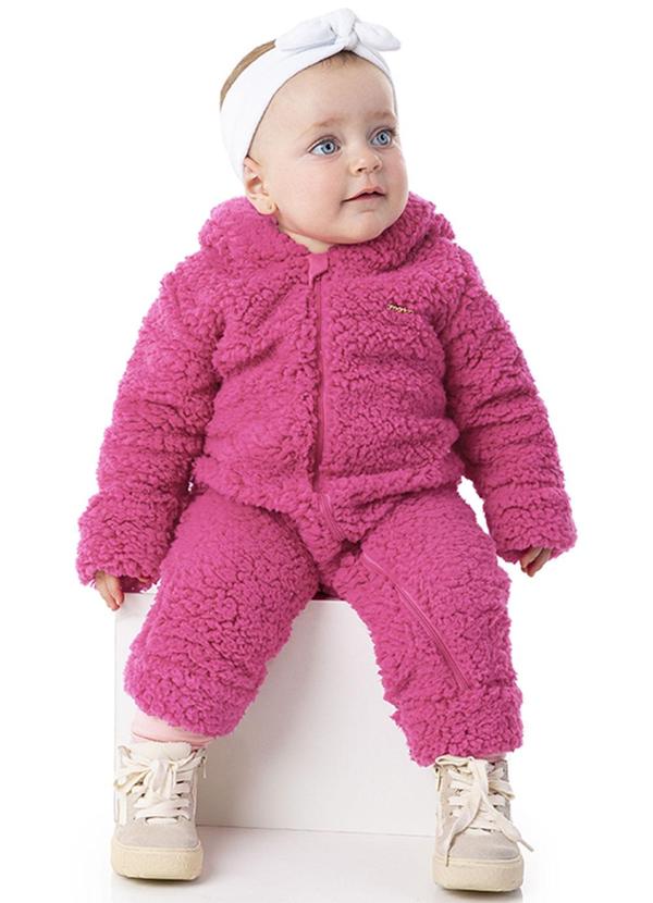 Macacão Bebê Menina Pelo Sherpa Baby Rosa