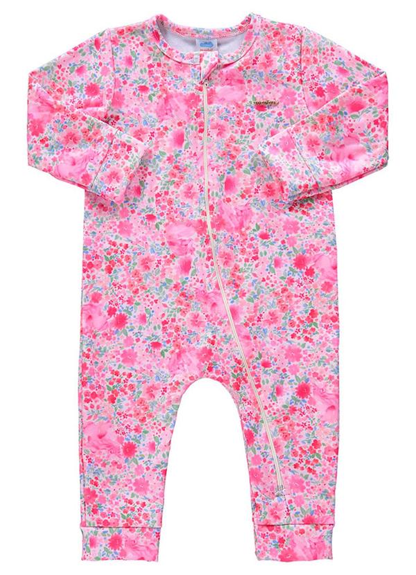 Macacão Bebê Molecotton Mini Floral Baby Rosa