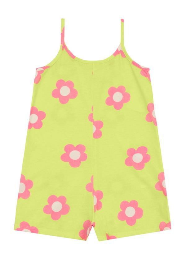 Vista 2 Macacão Infantil Menina de Flores Verde Brandili Brandili