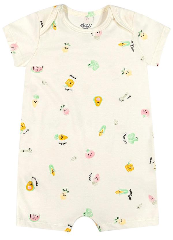 Macaquinho Bebê Menina Estampado Cotton Bege
